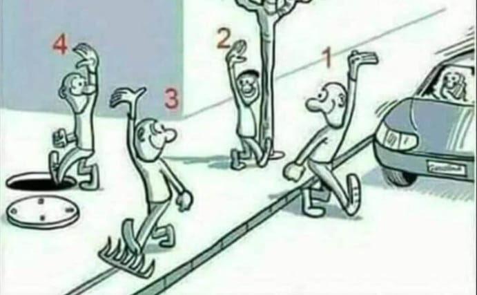 Who is the safest person in the picture below?