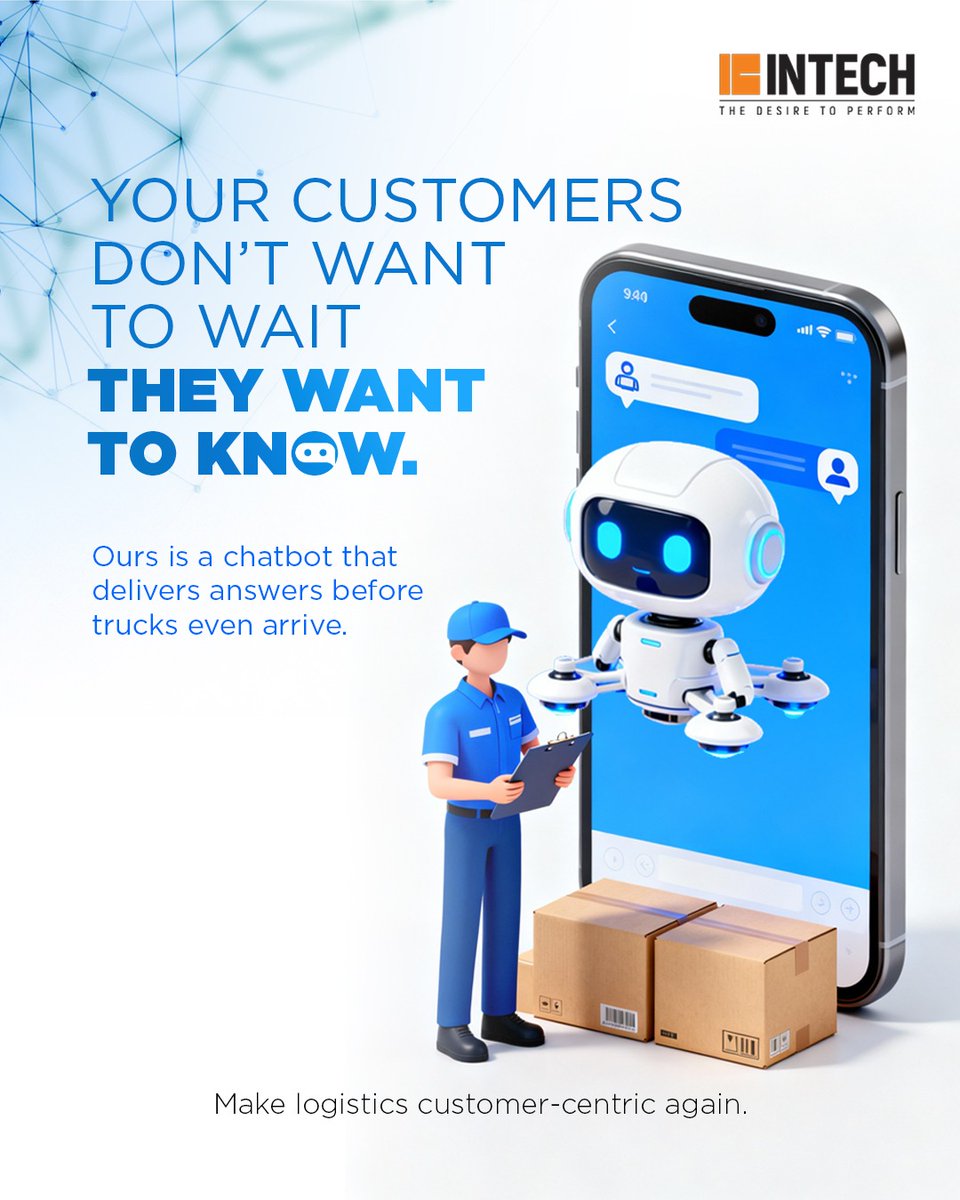 icsglobal_in's tweet image. Smart logistics begins with #INTECH. Our AI-powered chatbots automate customer updates, streamline communication, and create connected delivery experiences built on speed, clarity, and reliability.

#SmartLogistics #SupplyChainInnovation #AIChatbots #LogisticsTech