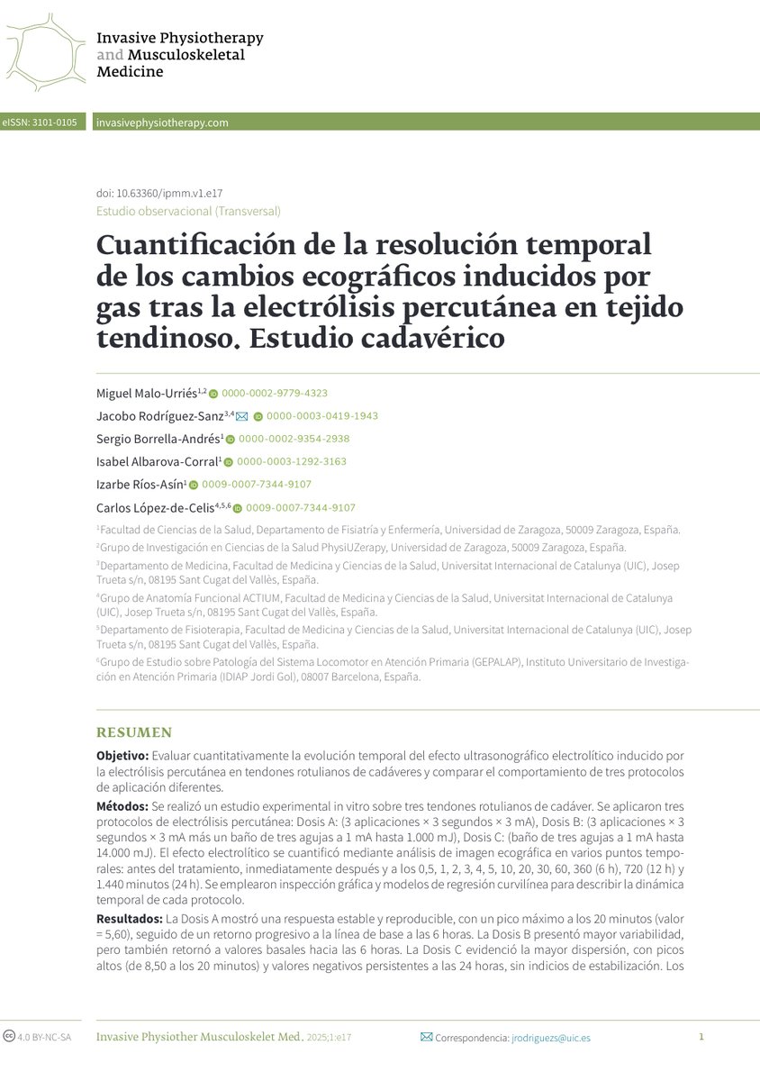 Alert new article publication:
View of Quantifying the Temporal Resolution of Gas-Induced Ultrasound Changes Following Percutaneous Electrolysis in Tendon Tissue. A Cadaveric Study