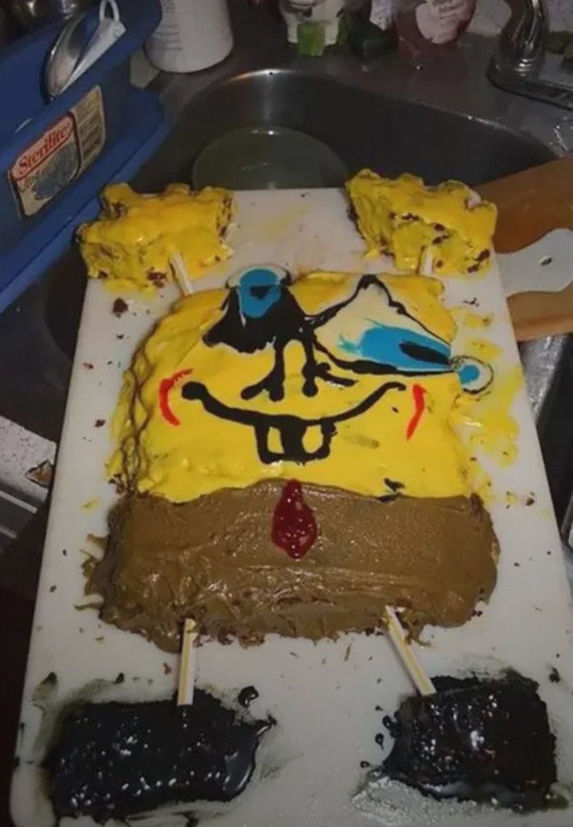 It’s my granddaughter’s birthday today! She loves Sponge Bob so I made her this cake. 

Healthy food hack- I used whole grain flour to make it a healthy treat!
