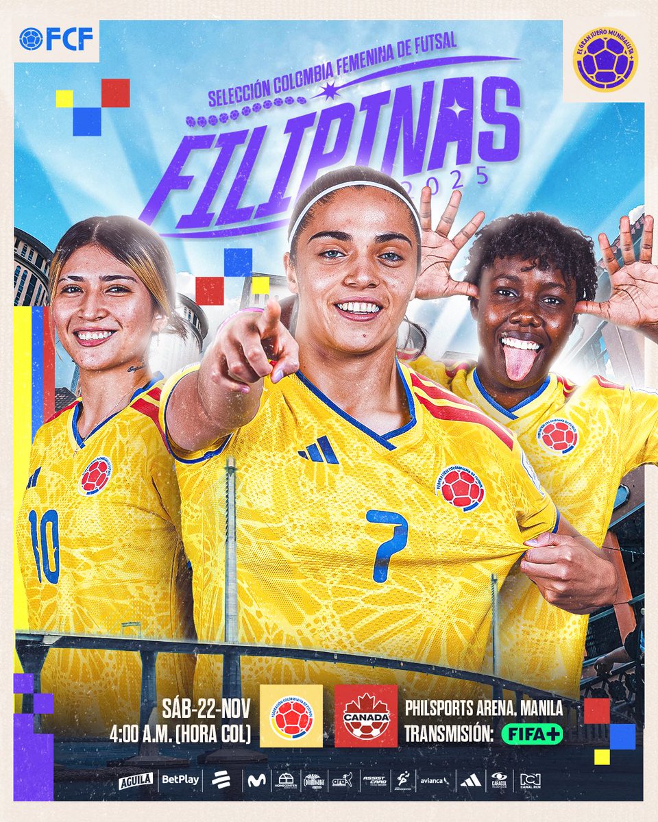 FCFSeleccionCol's tweet image. ¡𝐌𝐚𝐧̃𝐚𝐧𝐚 𝐞𝐬 𝐮𝐧 𝐝𝐢́𝐚 𝐡𝐢𝐬𝐭𝐨́𝐫𝐢𝐜𝐨, 𝐝𝐞𝐛𝐮𝐭𝐚𝐦𝐨𝐬 𝐞𝐧 𝐥𝐚 𝐩𝐫𝐢𝐦𝐞𝐫𝐚 𝐂𝐨𝐩𝐚 𝐌𝐮𝐧𝐝𝐢𝐚𝐥 𝐅𝐞𝐦𝐞𝐧𝐢𝐧𝐚 𝐝𝐞 𝐥𝐚 𝐅𝐈𝐅𝐀 𝐝𝐞 𝐅𝐮𝐭𝐬𝐚𝐥!

🆚 🇨🇦 Canadá
🗓 Sábado 22
🕞 4:00 a.m. (hora COL)
🏟 PhilSports Arena, Manila
🏆 Copa Mundial Femenina…
