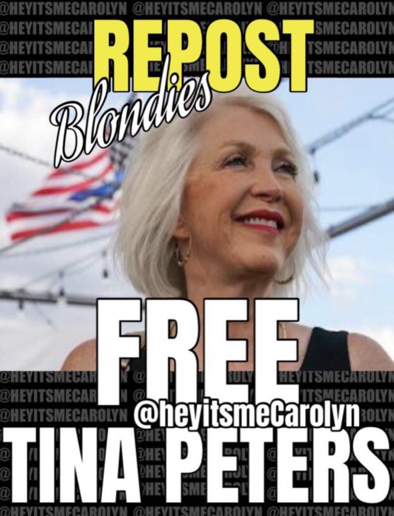 heyitsmeCarolyn's tweet image. FREE TINA PETERS‼️#FreeTinaPeters 
She has been in prison for 414 days‼️