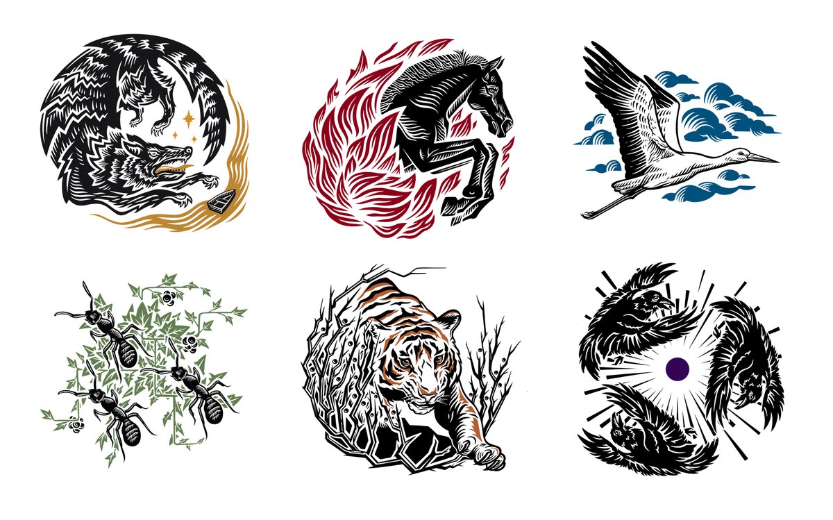 Цього року вийшов дуже сильний український реліз "Litera" від <a href="/vovkband/">Vøvk 🇺🇦</a>. Це концептуальна історія, де кожна пісня має анімалістичний символ. 

Приніс показати чорнові арти, які колись робив до альбому. Але фінальні ілюстрації від Diogo Soares - це, звичайно, зовсім інший рівень.