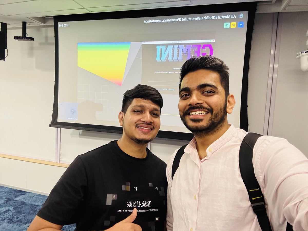 PawanJAndroid's tweet image. Never imagined I’d meet a chess GM at a tech event, but met @viditchess 

Explored AI Studio with Gemini 3.0 and even built DevPulse in a short span. Big thanks to Ali for a wonderful session.

Give it a try - …mpanion-282879856506.us-west1.run.app

#GeminiBuildDay @ialimustufa @GoogleDevsIN