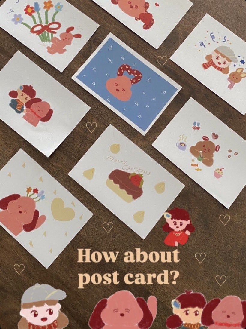 jaitoshinobu's tweet image. ジャイの妹作、オリジナルポストカードも並ぶことになりました🐶