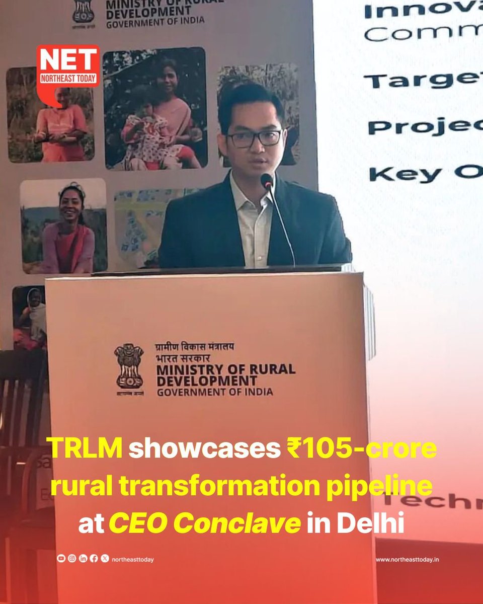 NortheastToday's tweet image. #NetSnippet | Tripura’s rural development initiatives received national attention on Friday as CEO of Tripura Rural Livelihood Mission (TRLM) Tarit Kanti Chakma, IAS, presented the achievements of Project TRIPTI at the CEO Conclave being held at Hotel Lalit, New Delhi, in the…