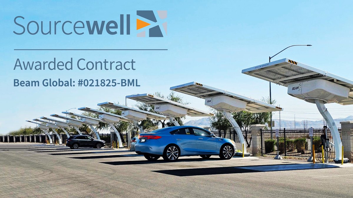 BeamForAll's tweet image. Beam Globals new #Sourcewell contract is opening doors for agencies looking to accelerate sustainable EV charging infrastructure deployment. 

Beam Global solutions deliver resilient, rapidly deployed EV charging and clean energy where it’s needed most, without construction,…