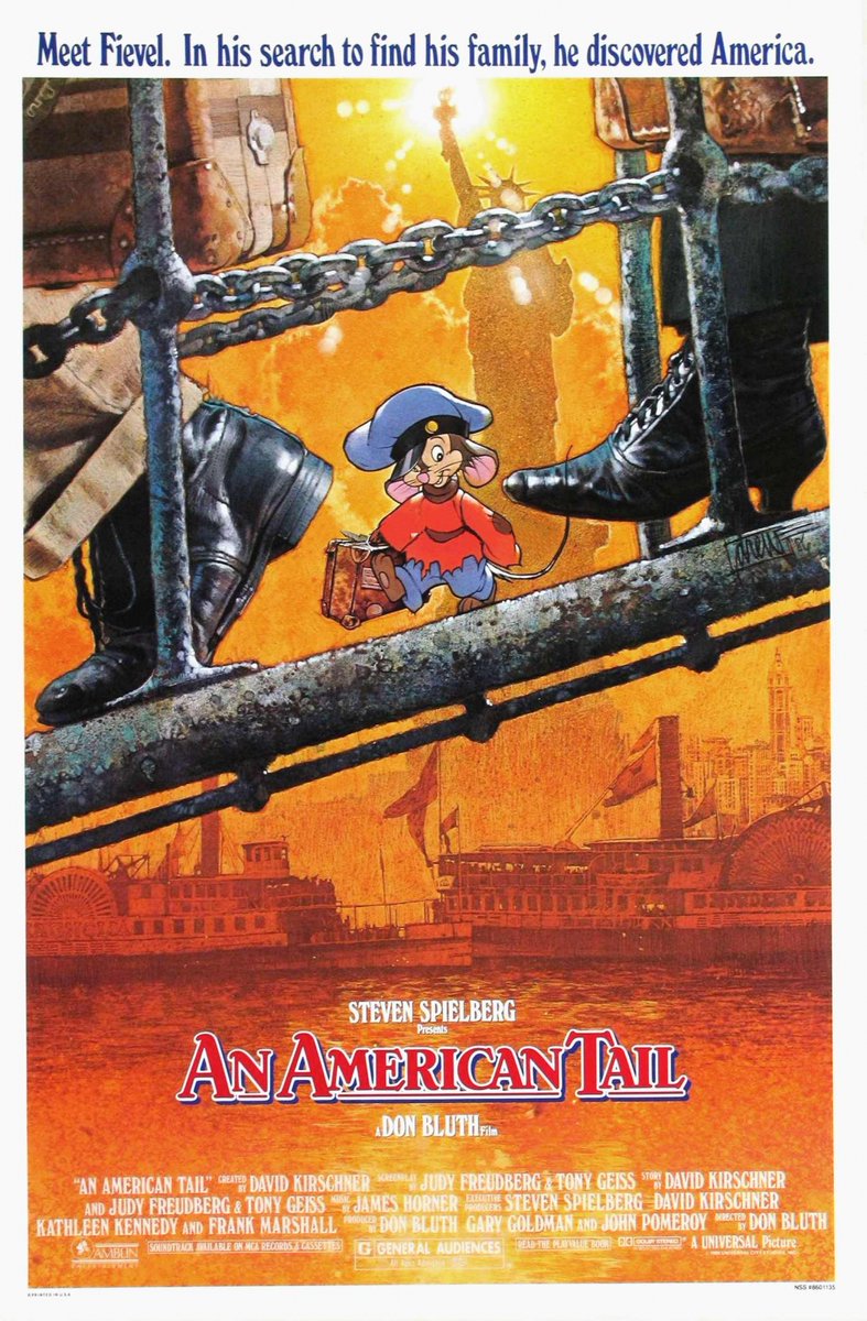 On this date in 1986 the first animated film produced by Steven Spielberg, "An American Tail", was released in theatres. It goes onto break the record for the largest financial amount made for an animated film on opening weekend. #80s