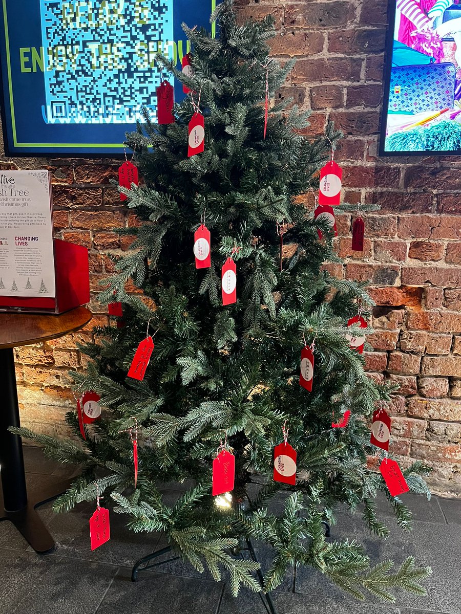 LiveTheatre's tweet image. In the lead up to the festive season we are asking for your support to Make Wishes Come True with our #WishTree 🎄!  Hanging on our Christmas tree as you come into Live Theatre are tags with wishes written on from young people being supported by local charities Edberts House and…