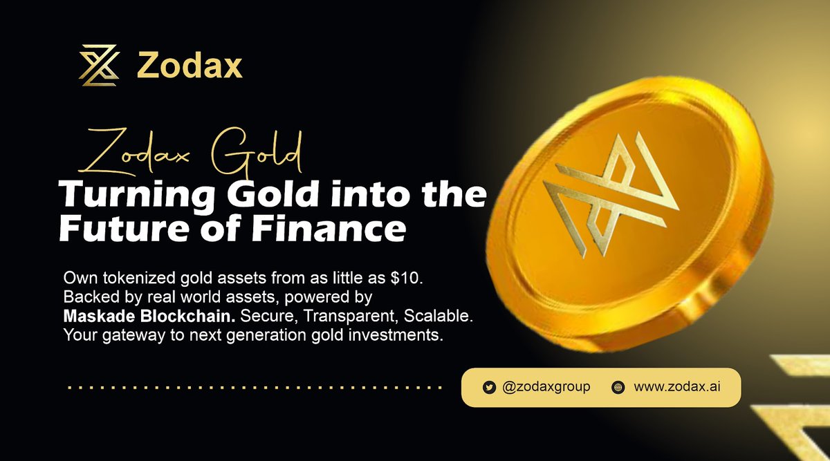 GavinPrice603's tweet photo. Investing in gold evolves through #Zodax as tokenization removes barriers and opens ownership starting at $10.
All assets trade transparently with #Coinstore support, giving you a modern, verifiable path to building tangible on-chain wealth.
https://t.co/yeOt6DpsAD https://t.co/APsHEScfp1