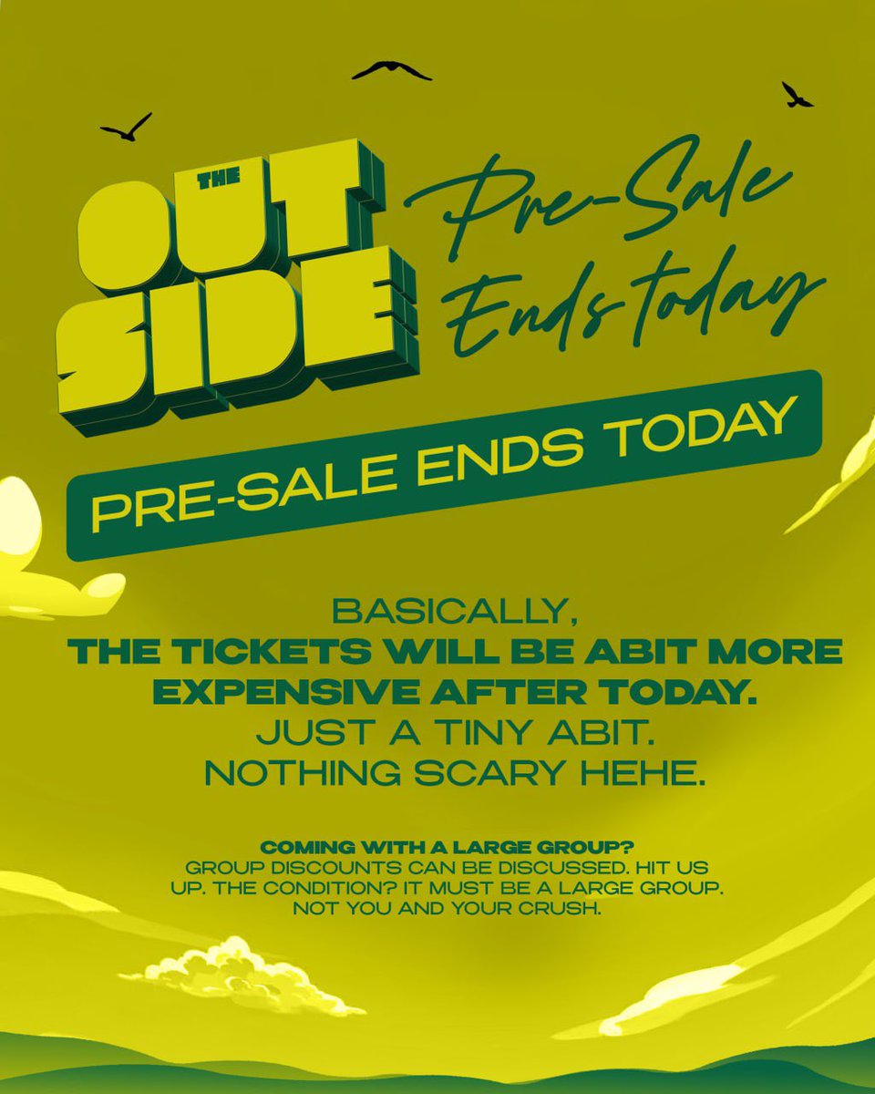 oneman1000_'s tweet image. Child of God, pre-sale ends today. After this, your wallet might frown a little but don’t fear. You are rich in Jesus’ name!

Grab a pre-sale ticket now! Major announcements after today!

🗓️ | Dec 13
📍 | UG sports stadium 
🔗 | theoasisgatherings.com/outside/

Follow @oasisgatherings!