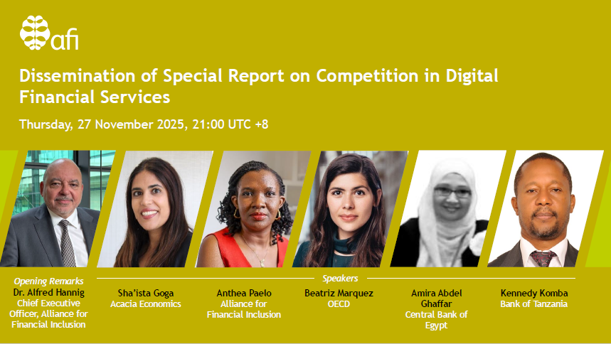 Join us for the launch of AFI’s new report, “Advancing Fair #Competition for Inclusive #DigitalFinance: Insights from Emerging Markets.”
📅 27 Nov 2025
🕒 21:00–23:00 KL | 13:00–15:00 UTC
🔗 Register: us06web.zoom.us/meeting/regist…