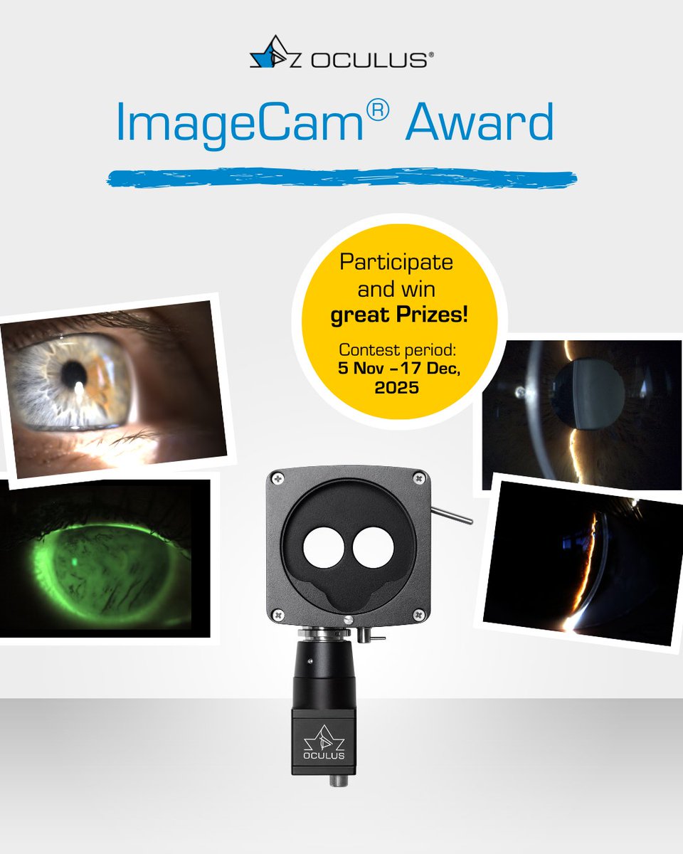 OCULUSofficial's tweet image. 📸 𝗜𝗺𝗮𝗴𝗲𝗖𝗮𝗺® 𝗔𝘄𝗮𝗿𝗱 𝟮𝟬𝟮𝟱
Submit your most beautiful or most unique slit-lamp image for a chance to win great prizes!

🎉 𝗝𝗼𝗶𝗻 𝗻𝗼𝘄: oculus.de/en/imagecam-aw…

#OCULUS #ImageCam3 #imagingsolution #imagedocumentation #slitlamp #slitlampexams