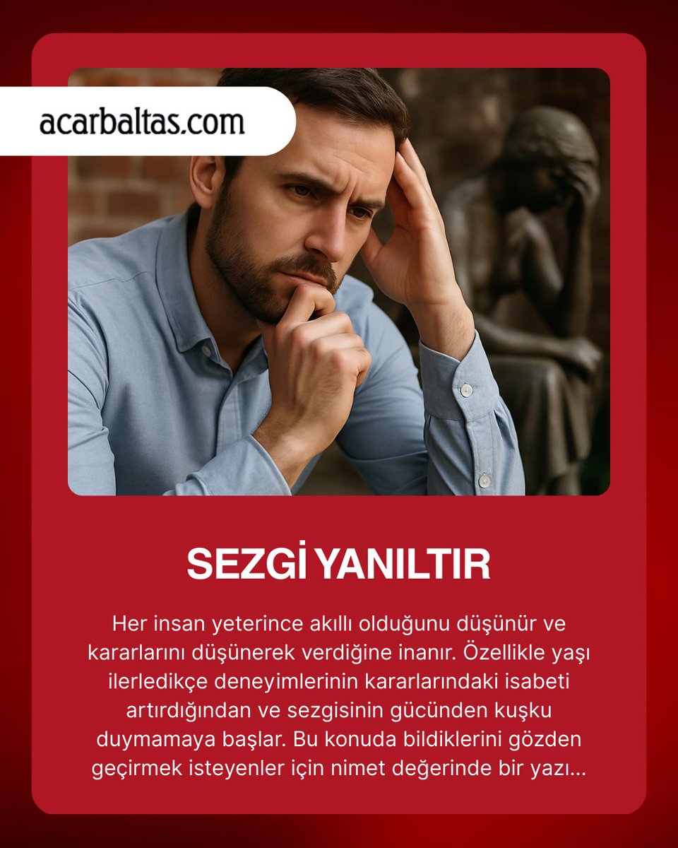 acarbaltas's tweet image. &quot;Sezgi Yanıltır&quot; başlıklı yazımı paylaşmak istedim.

baltasgrubu.com/blog-secilmis-…

#sezgi #yanıltır #algı #arayış #düzen #hızlı #yanlış #oran  #seçim #temeloran #makale #blog