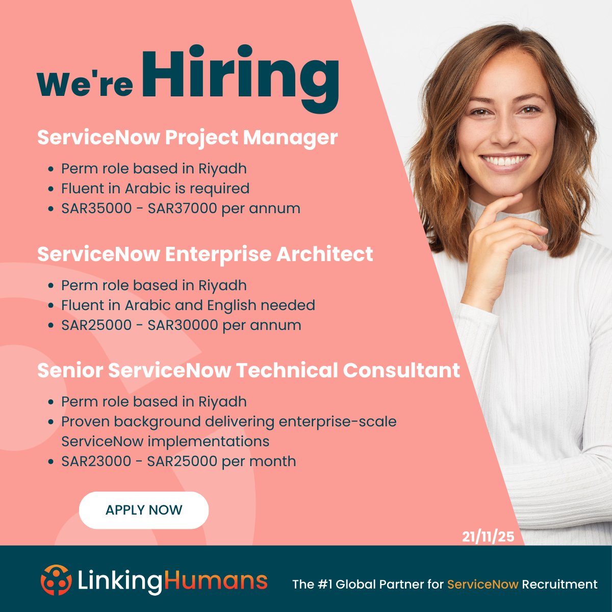 LinkingHumans's tweet photo. π¨ HOT JOBS FRIDAY π¨
Ready for your next big move in the ServiceNow world? If Saudi Arabia is calling your name, here are three exceptional opportunities waiting for top talent like you. π₯π
https://t.co/AAEM9bubaf
#ServiceNowJobs #LinkingHumans https://t.co/ATnDNniknt