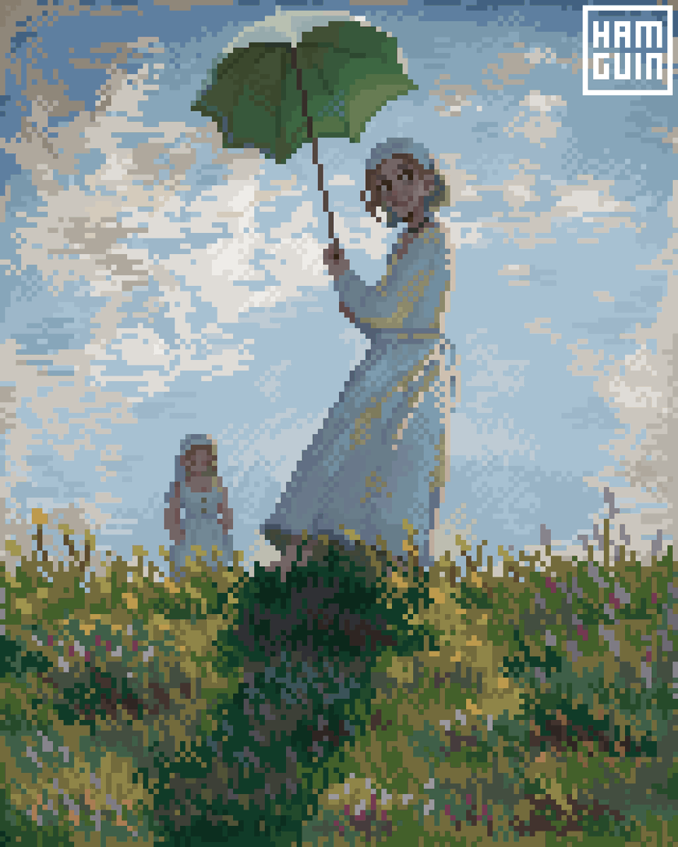 Aseprite 128x160
One layer, Pixel on canvas
"Bathhouse Maid with a Parasol☂️"

#pixelart