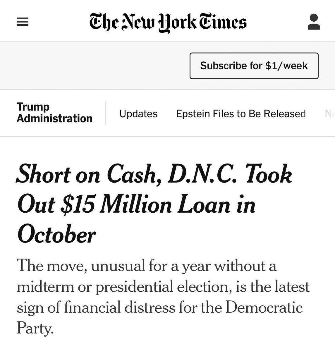 USAID closed and all of a sudden the Dems have no money.

Interesting. 🤔