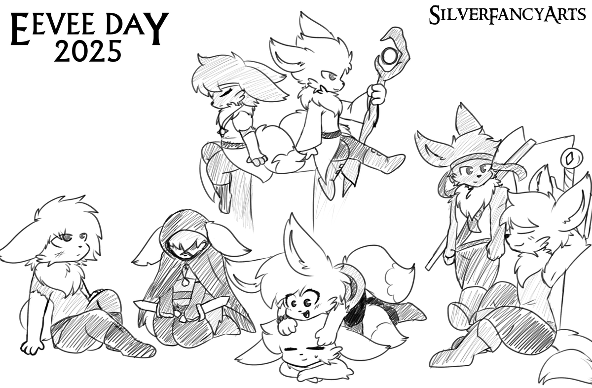 SilverFancyArts's tweet photo. Eevee Day drawing!!

Always enjoy getting to draw my vees, and getting the excuse to back to their younger years

(really need to do some lore drawings for them sometime)

#eeveeday https://t.co/ToEHFsaoi1