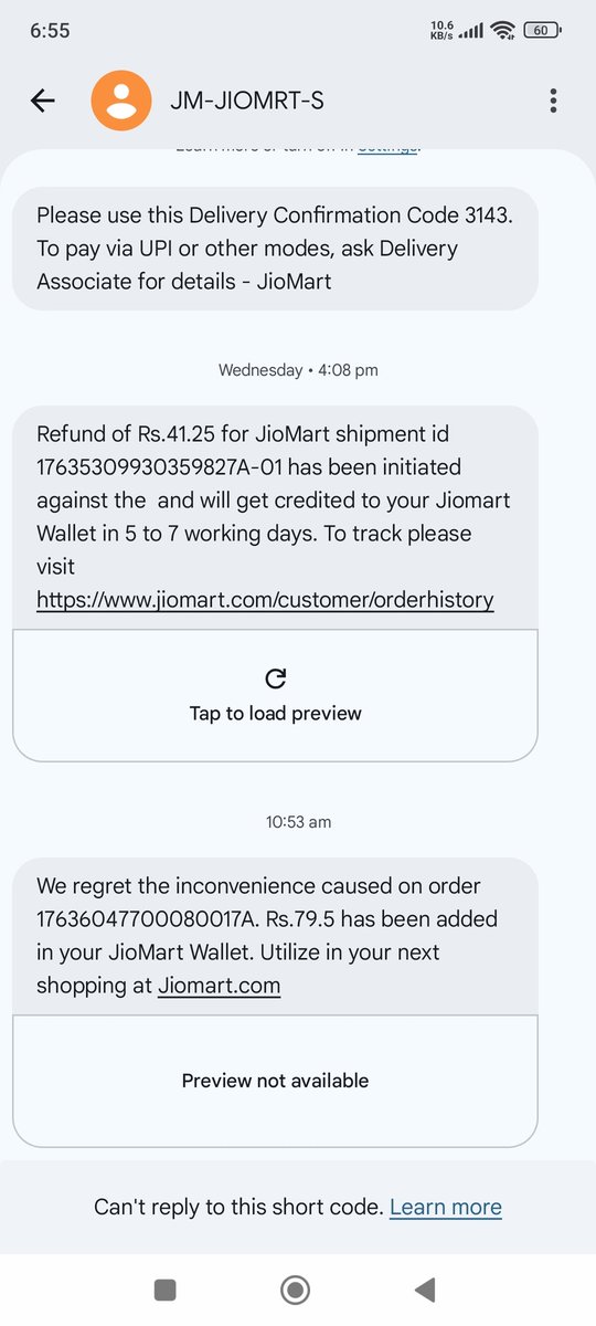 Prasanth_459's tweet photo. @JioMart_Support can you please help me with the refund status it says it is added to wallet but i don't see it added https://t.co/Ao0e3E59Nr