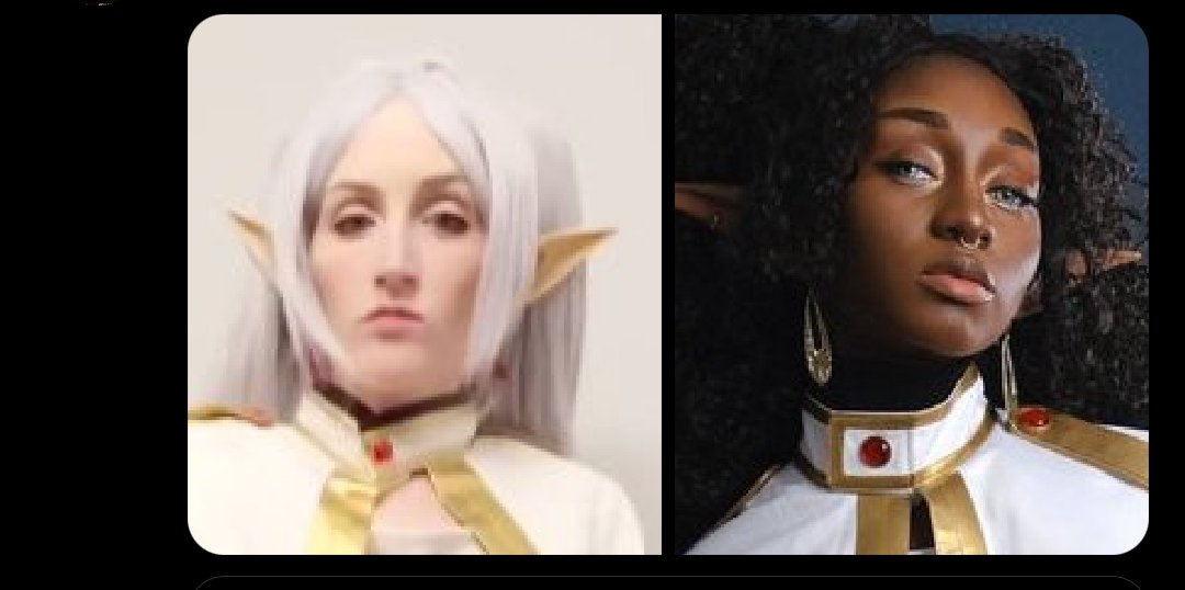 Having "Pro-White" in your bio is crazy. Also, cosplay is an art. How Jahara wears her hair doesn't change the fact that she's still cosplaying as Frieren. At least hers has some style to it. You managed to make Frieren look unseasoned as hell. Chill with the hating and racism.