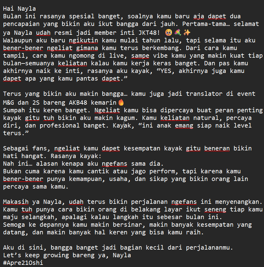 VoltVoltre's tweet image. baca ya @SNayla_JKT48 #apre21oshi