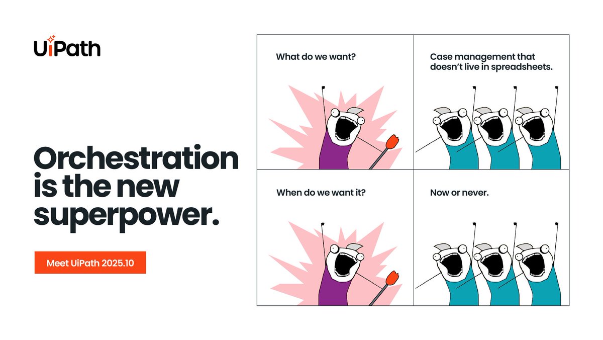 bpkrumrey's tweet image. Goodbye chaos. Hello orchestration. UiPath 2025.10 is live: spr.ly/60197cldJ