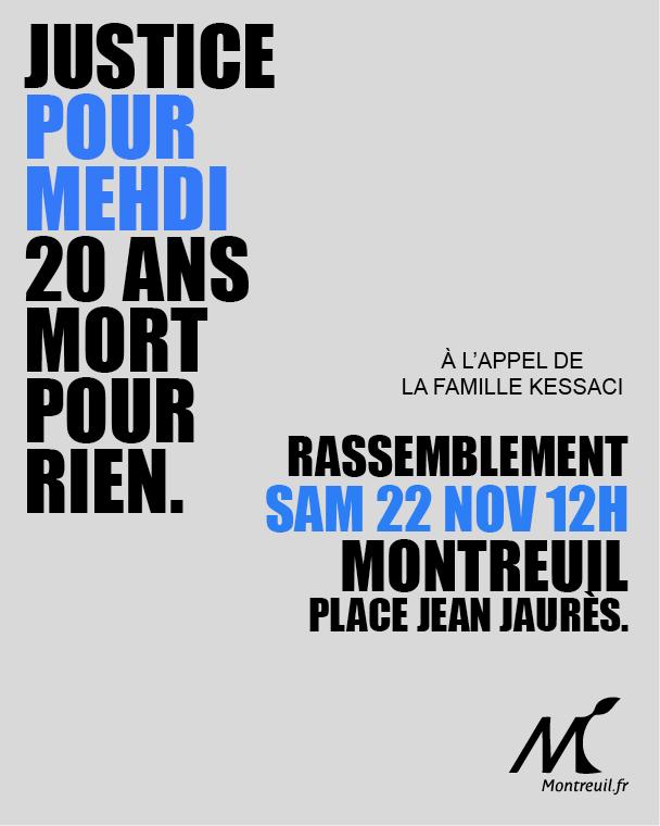 Assassinat de Mehdi Kessaci : Montreuil refuse la résignation et appelle au rassemblement ce samedi 22 novembre à 12h à l'Hôtel de Ville.

Retrouvez la déclaration de <a href="/PatriceBessac/">Patrice Bessac</a>, maire de Montreuil : montreuil.fr/actualites/ass…