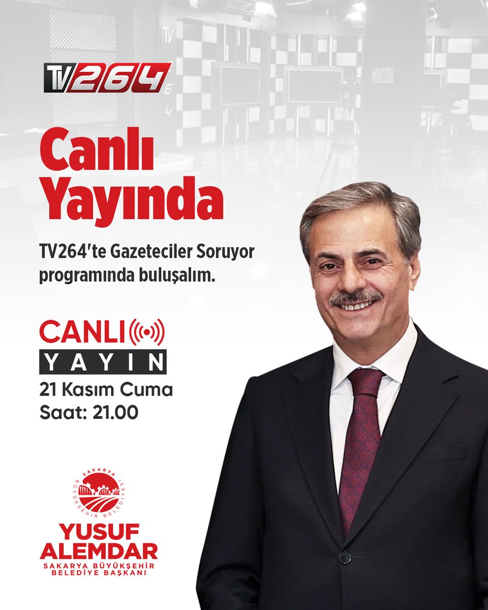 Bu akşam 21.00'da TV264'te Gazeteciler Soruyor programının konuğu olacağım. 
Vakti olan hemşehrilerimizi yayına bekliyorum.