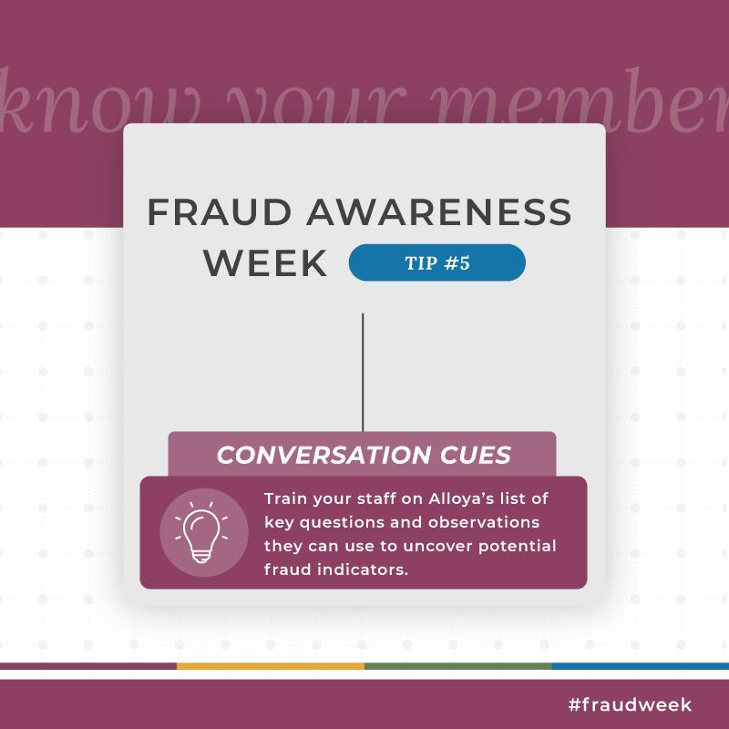 Spotting red flags doesn’t have to be difficult! For a list of conversation cues that will help you uncover potential fraud indicators while talking with your members, look inside this new article by Theresa Bruckner, one of Alloya’s fraud experts: hubs.la/Q03TBhn70