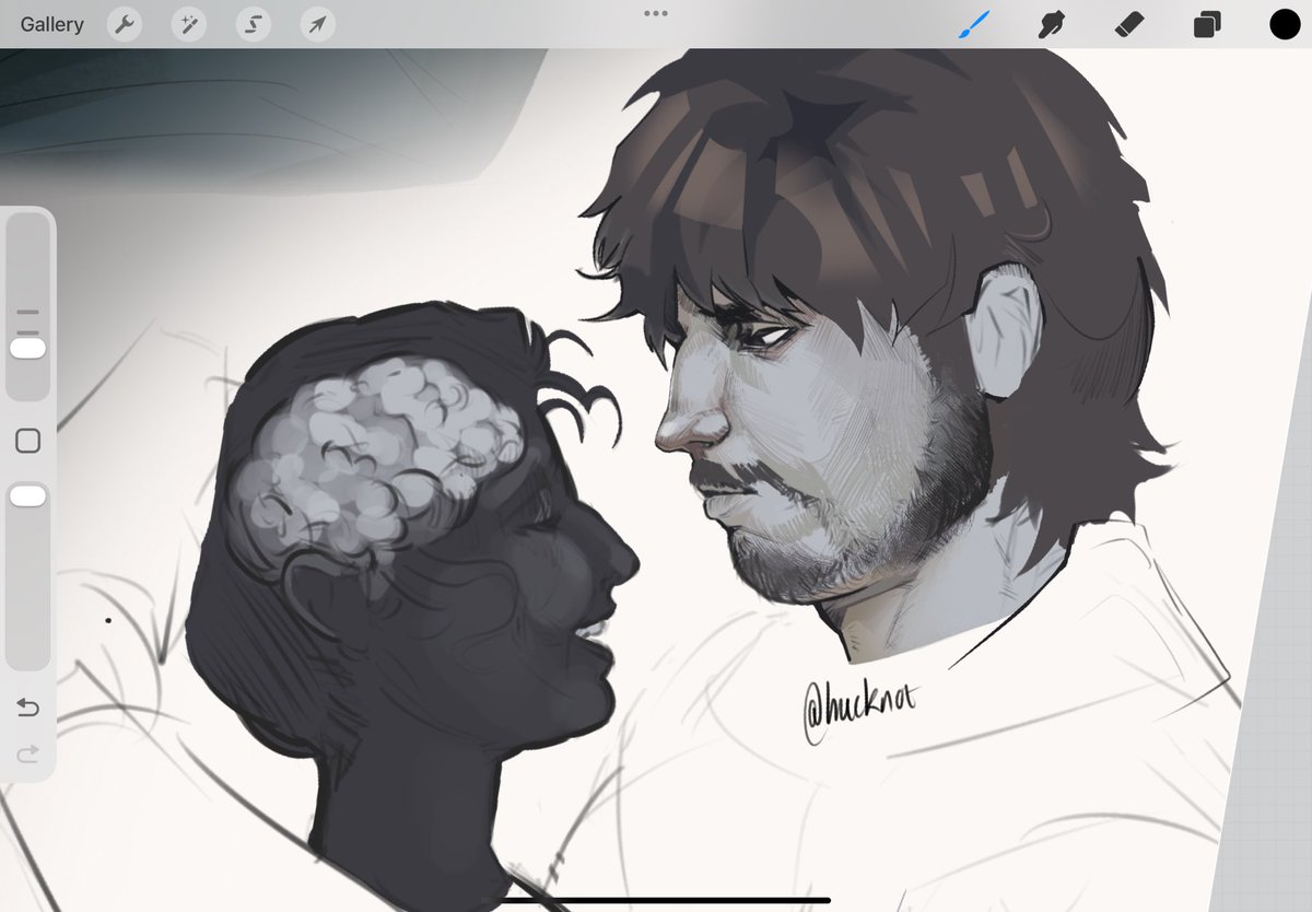 hucknot's tweet image. What is the bet I actually finish this drawing? #art #dispatch #dispatchoc #oc #procreate #ocart