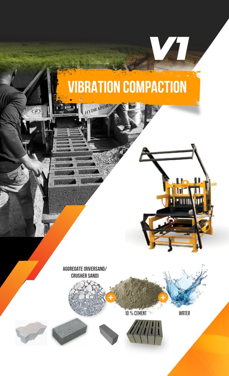HydraformSA's tweet image. The Hydraform V1SE brick, block &amp;amp; paver machine, with interchangeable moulds delivers durable results, with ease.  Built for performance across multiple applications.

Speak to us to buy now:

WhatsApp: wa.link/sax78v
Email: Sales@hydraform.com

#blockmachine #bricks