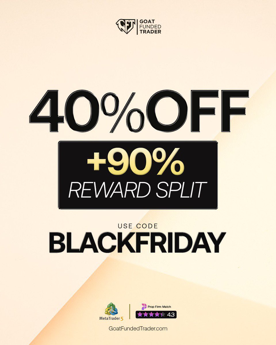 🔥 Black Friday is LIVE at GFT!

Get 40% OFF your challenge plus a massive 90% reward split waiting for you on the other side.

Use code BLACKFRIDAY and take the best deal of the year. 🐐💸 <a href="/goat_funded/">Goat Funded Trader</a>