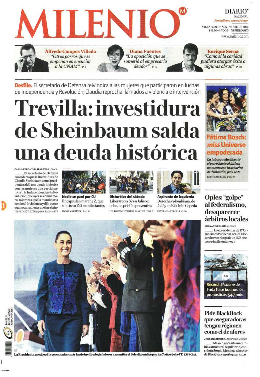 AnteBrandon's tweet photo. 📰 Primeras Planas. 21 de noviembre de 2025. https://t.co/2t1NY2Rwu7