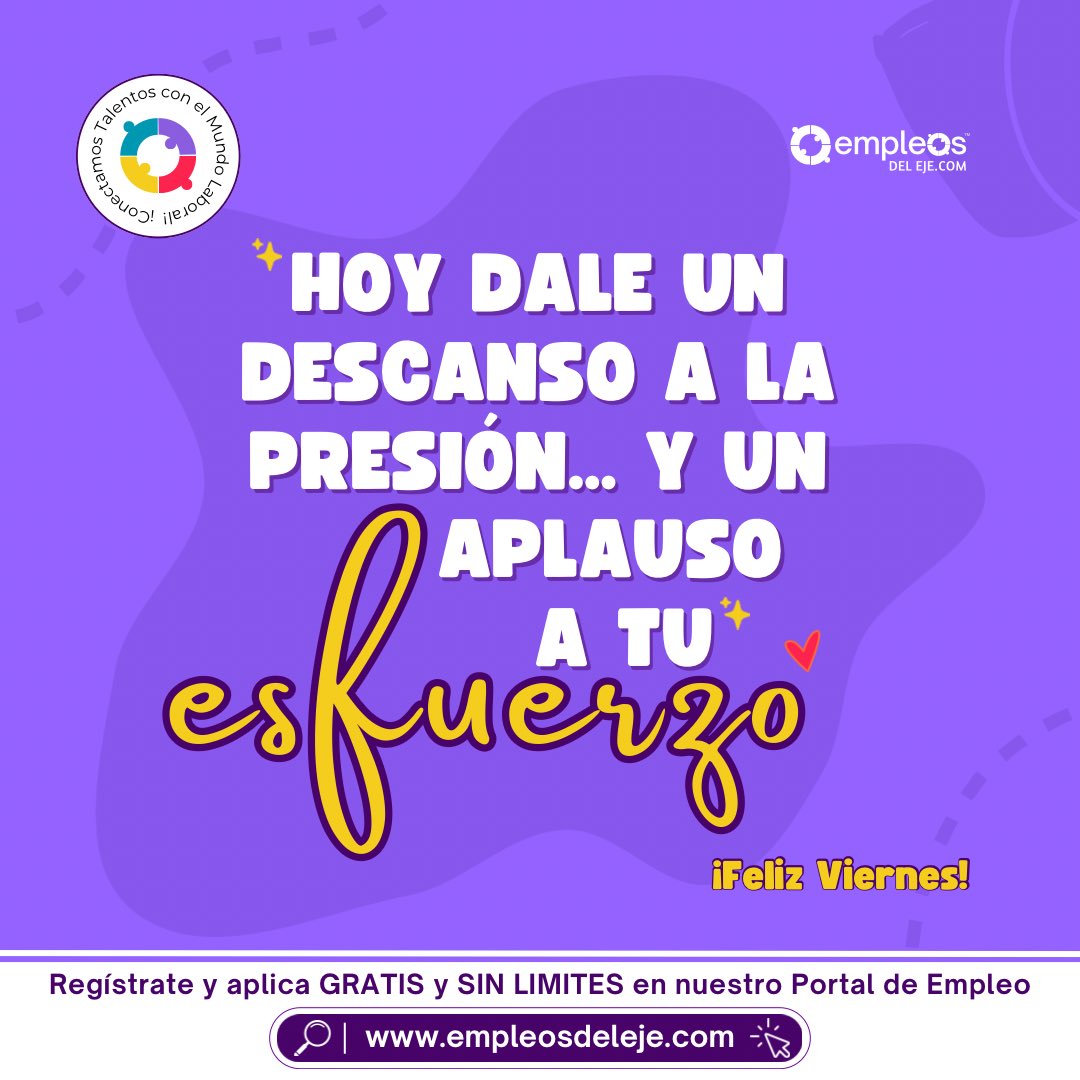 empleosdeleje's tweet image. No todo es productividad y metas.
A veces lo más valioso del viernes es saber que hiciste lo mejor que pudiste, incluso en días que no fueron fáciles 💜
Date permiso de respirar, soltar y recargar.

#EmpleosDelEje #ViernesLigero #ModoSuave