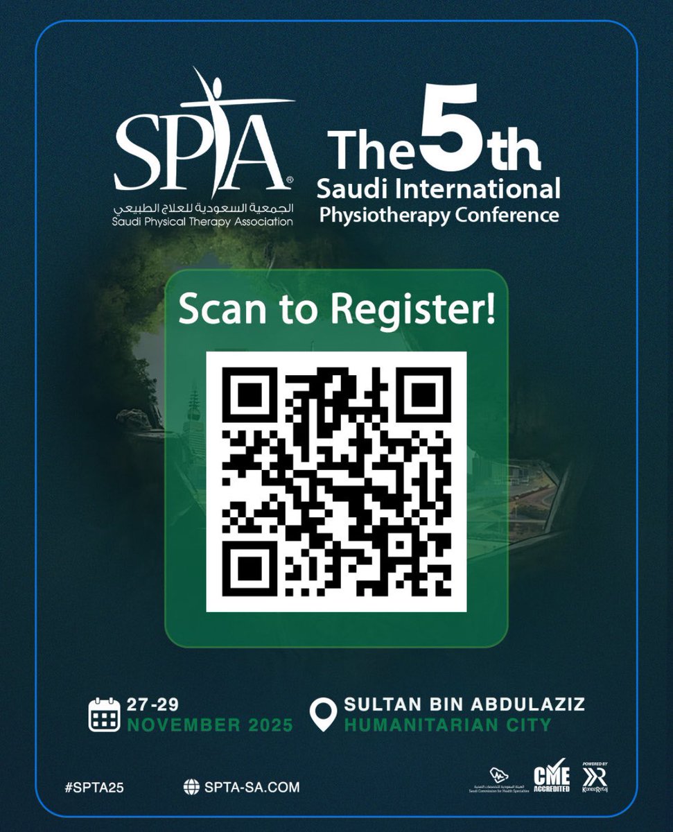 يسرني إعلان قبول بحث تخرجي للمشاركة بعرضه ك بوستر في المؤتمر السعودي الخامس للعلاج الطبيعي  . 

can't wait to be creative at the biggest event in the field of physiotherapy inshallah✨🦾. 

#SPTA25