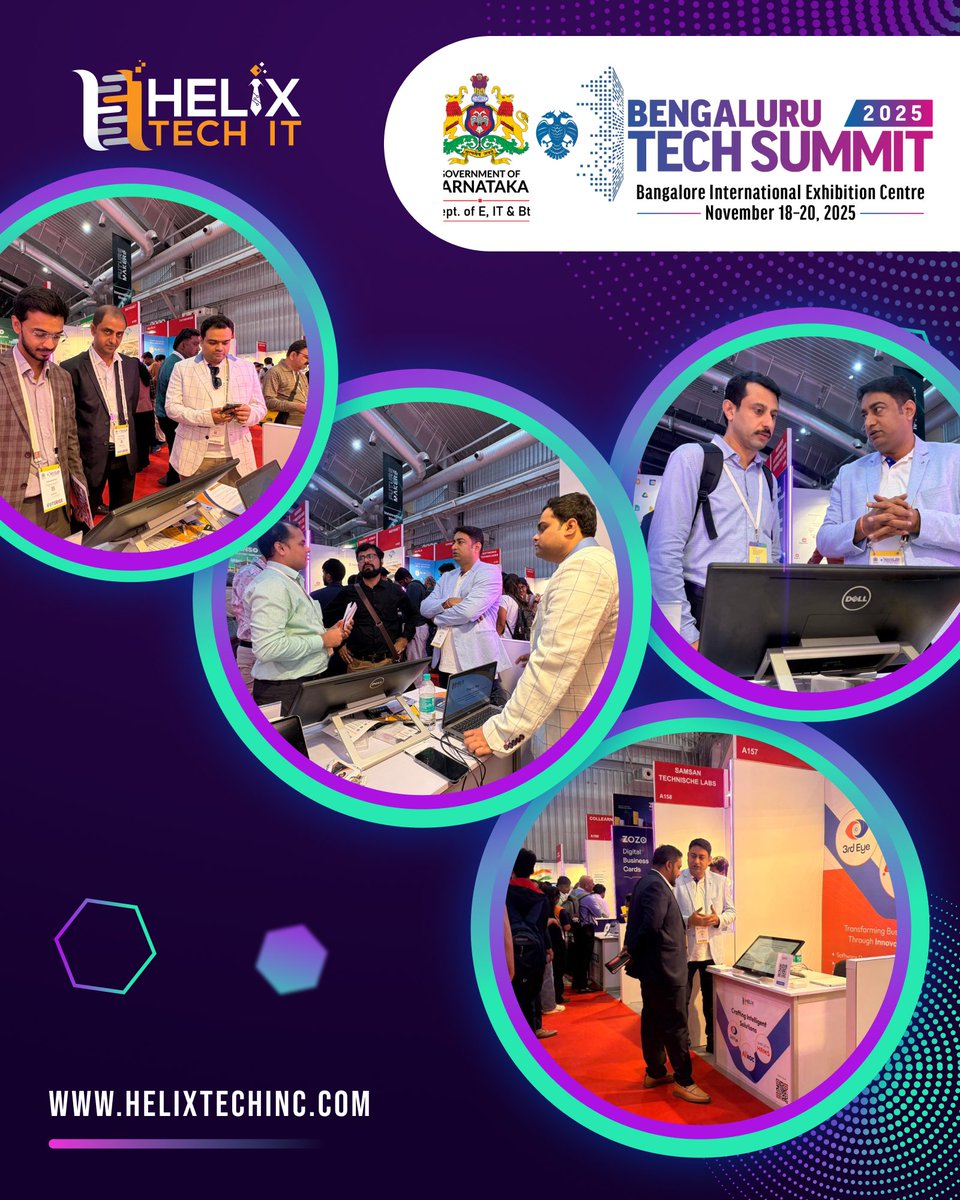 HelixTechIT's tweet image. It was a fantastic experience attending the Bengaluru Tech Summit 2025 held at the Bangalore International Exhibition Centre from November 18-20, 2025!

Visit - helixtechinc.com

#bengalurutechsummit #bts2025 #bengalurutechsummit2025 #digitaltransformation #businessgrowth