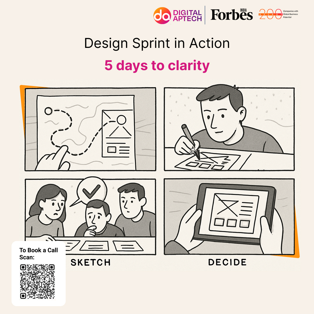 DigitalApTech's tweet image. Too many ideas and no clear direction? A Design Sprint brings speed, clarity, and alignment in just a week. See your vision validated fast. Build smarter with Digital Aptech.
#DesignSprint #UXDesign #ProductStrategy #DigitalAptech #DigitalInnovation #BuildSmarter #StartupGrowth