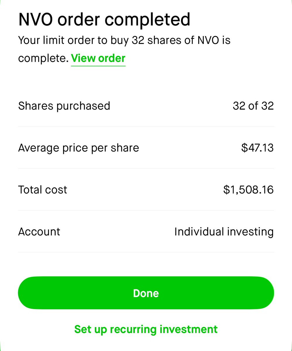apex_actuary's tweet image. DCA Friday:  Buy

Deploying 1% cash to $NVO to increase my large cap allocation. 

Full portfolio breakdown 
37% $NVO
16% $OSCR
14% $LFMD
6%   $GAMB
10% $DOGE
4%   $LINK 
3%   $PEPE
10% Cash