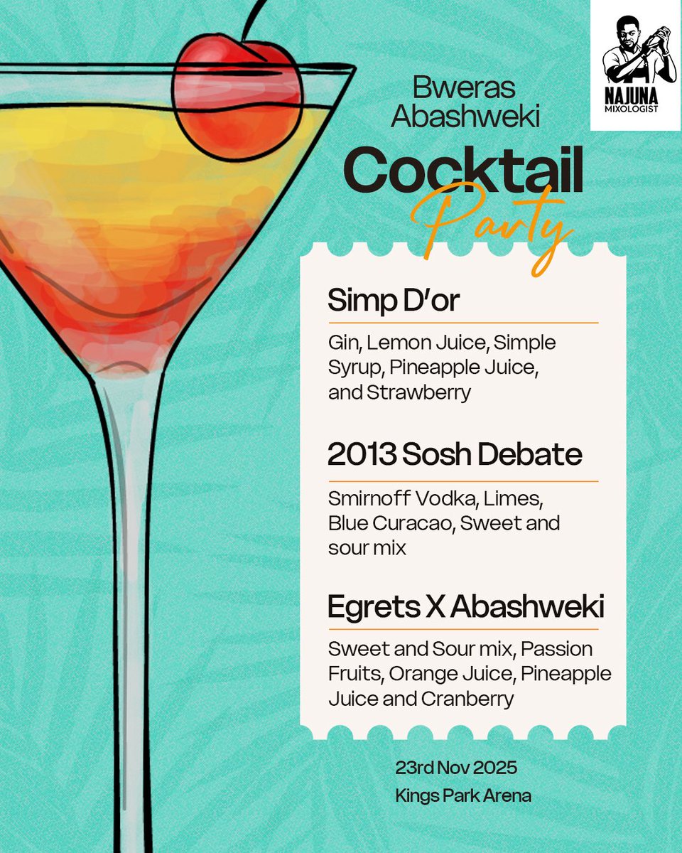 BwerasFc's tweet image. Cocktails on the house are available for our game vs Abashweki, so ladies check out the cocktail menu and come early on Sunday so we can enjoy ourselves. The league is for networking