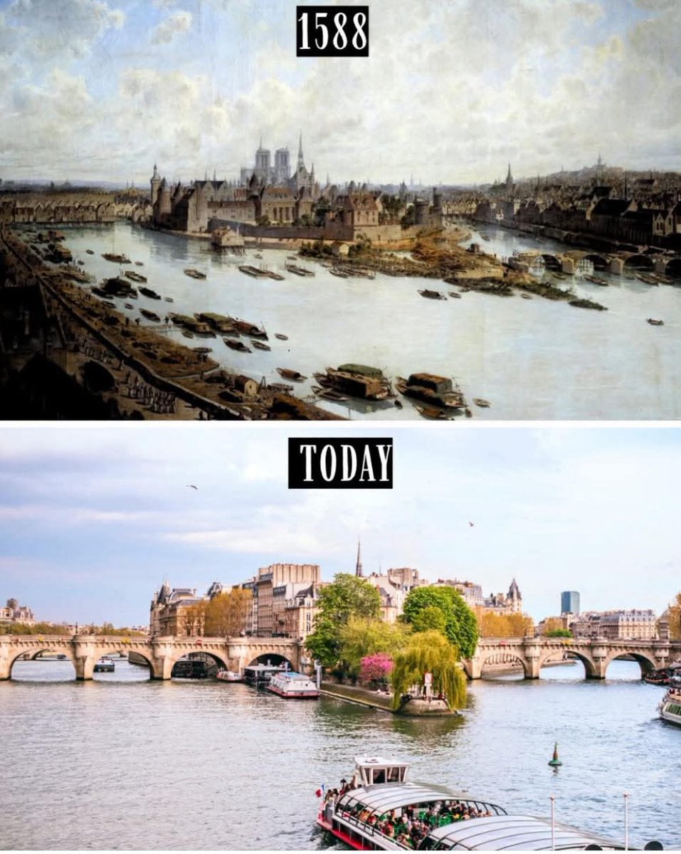 L’ile de la Cité, le Louvre et Notre-Dame au XVIe siècle (pas de Pont-Neuf  avant le XVIIe siècle)... et aujourd'hui  ! #Paris
paris-visites-guidees.com