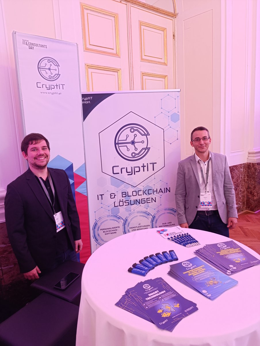 it_crypt's tweet photo. Austrian IT &amp; Consultants Day 

Wir waren mit Stand &amp; Vortrag zum Thema "Blockchain-Sicherheit" vertreten.

Unter dem Motto „VERTRAUEN – in Menschen, Systeme und Technologien“ bot das Event spannende neue Perspektiven und wertvollen Austausch.

Danke an alle Besucher:innen✨ https://t.co/BpFrNIhQ8C