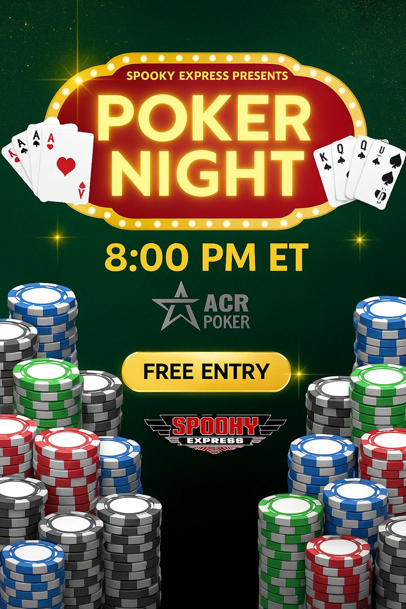 🔥 REMINDER – SPOOKY NEW MOON POKER FREEROLL SATURDAY NIGHT!! 🃏

💰 $1K GTD – Spooky Express x <a href="/ACR_POKER/">ACR Poker</a>  
 
📅 Saturday, Nov 22nd @ 8PM ET
💻 Play with the crew from <a href="/SpookyExpress/">Spooky Express</a>   
   for $500 in prizes!

🔑 Password: newmoonspooky

🎯 Sign up now → tinyurl.com/4p3ww9b9