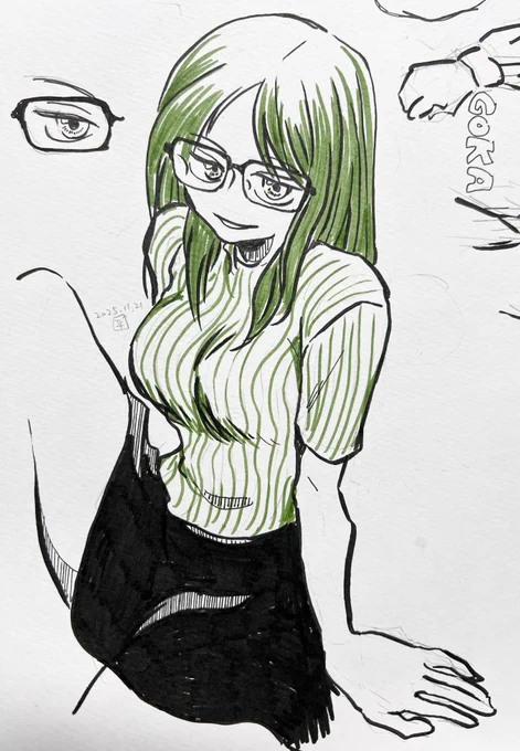 落書き 眼鏡のお姉さん 