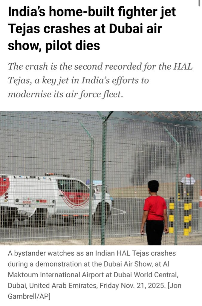 Saurabh_MLAgk's tweet image. Deeply anguished by the tragic loss of our courageous IAF pilot in the Tejas crash at the Dubai Air Show.

His sacrifice embodies duty, honour, and unshakable commitment to the nation.

My thoughts and prayers are with his family during this immeasurable loss. The country stands…