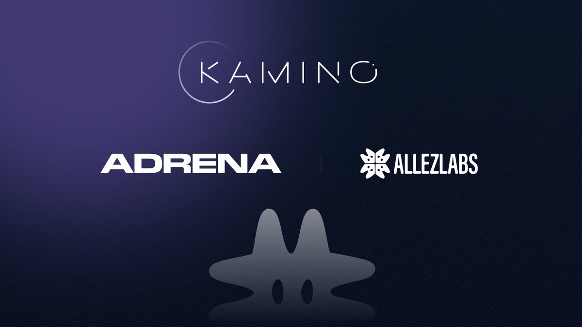 어두운 배경에 Kamino, Adrena, Allez Labs 로고