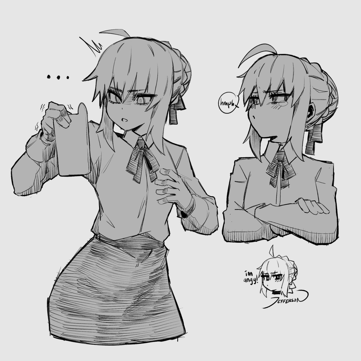 jeffraeson's tweet image. Saber after I mistook her for Nero. Im sorry Saber!😭
#FGO