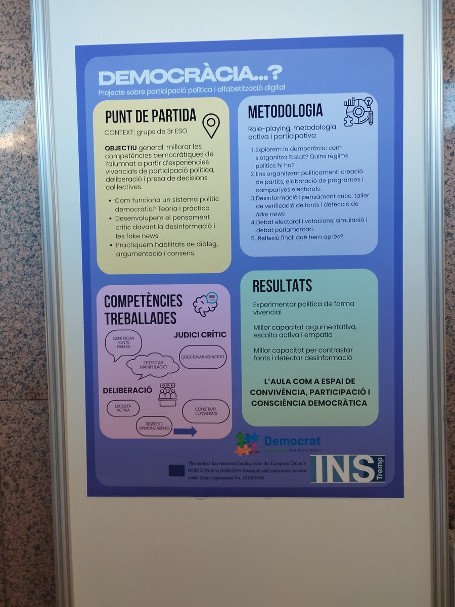 NOTUSasr's tweet photo. ✨ Segona i última jornada de la @DemocratHorizon   Final Conference a la @UniBarcelona 

Avui hem conegut els projectes pilot d’educació per a la democràcia desenvolupats en 6 països, amb sessions paral·leles plenes d’idees i pràctiques innovadores. https://t.co/vb8xDbMbQX