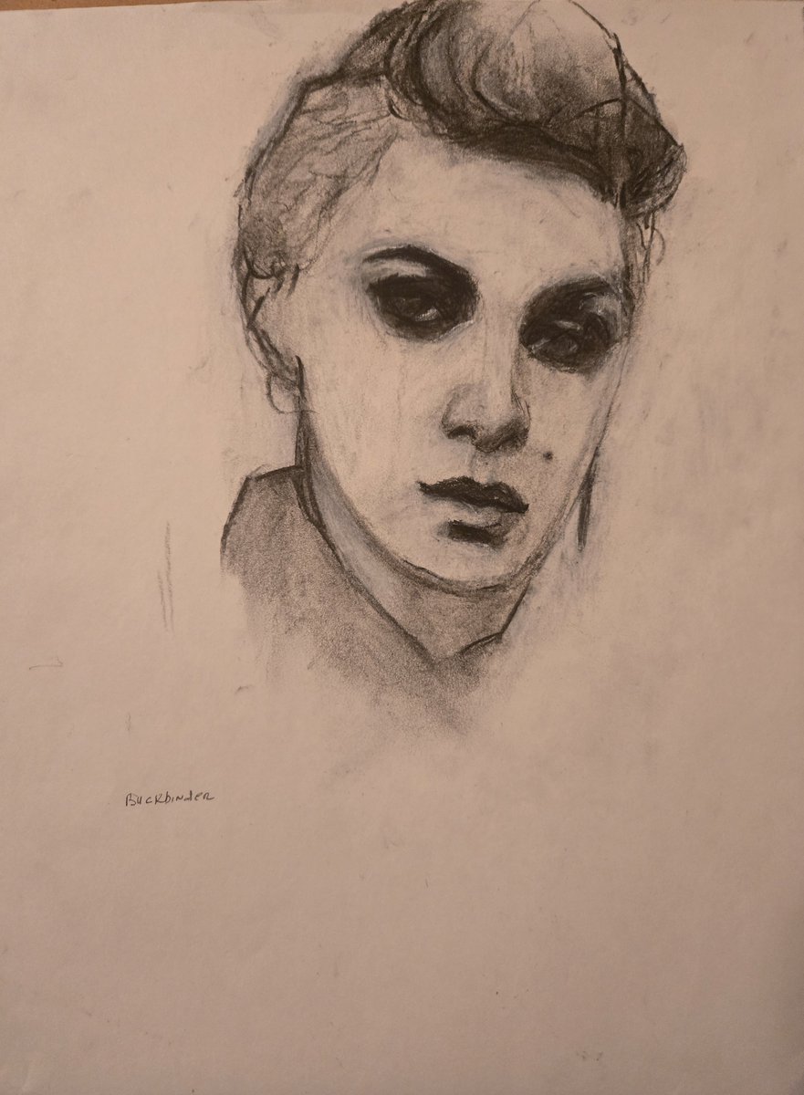 davidbuckbinder's tweet image. The portrait sketch in charcoal.
