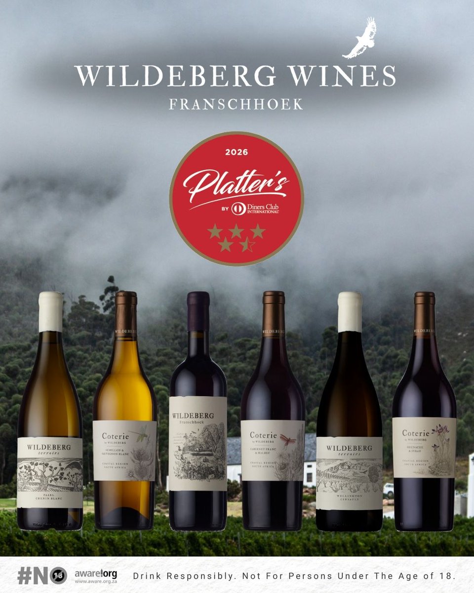 wildebergwines's tweet photo. Wildeberg is proud to share that 13 of our wines received top recognition in 
@wineonaplatter 2026 South African Wine Guide, with several additionally honoured as Highly Recommended/Good Value selections. 

Shop online  - strictly no under 18s. 

https://t.co/rlUPWGUX9q https://t.co/zeRRrQsIgF