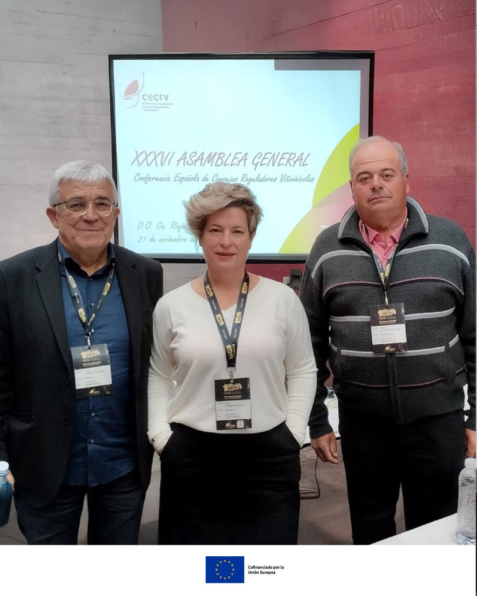 DOManchuela's tweet image. Nuestra #DOManchuela participa en la XXXVI Asamblea de la #CECRV en Rioja 🍇, centenario de la D.O.Ca. Rioja (1925-2025). Inaugura el alcalde de Logroño, cierra Javier Maté y la anfitriona es Raquel Pérez Cuevas, presidenta de la DO La Rioja. 🥂